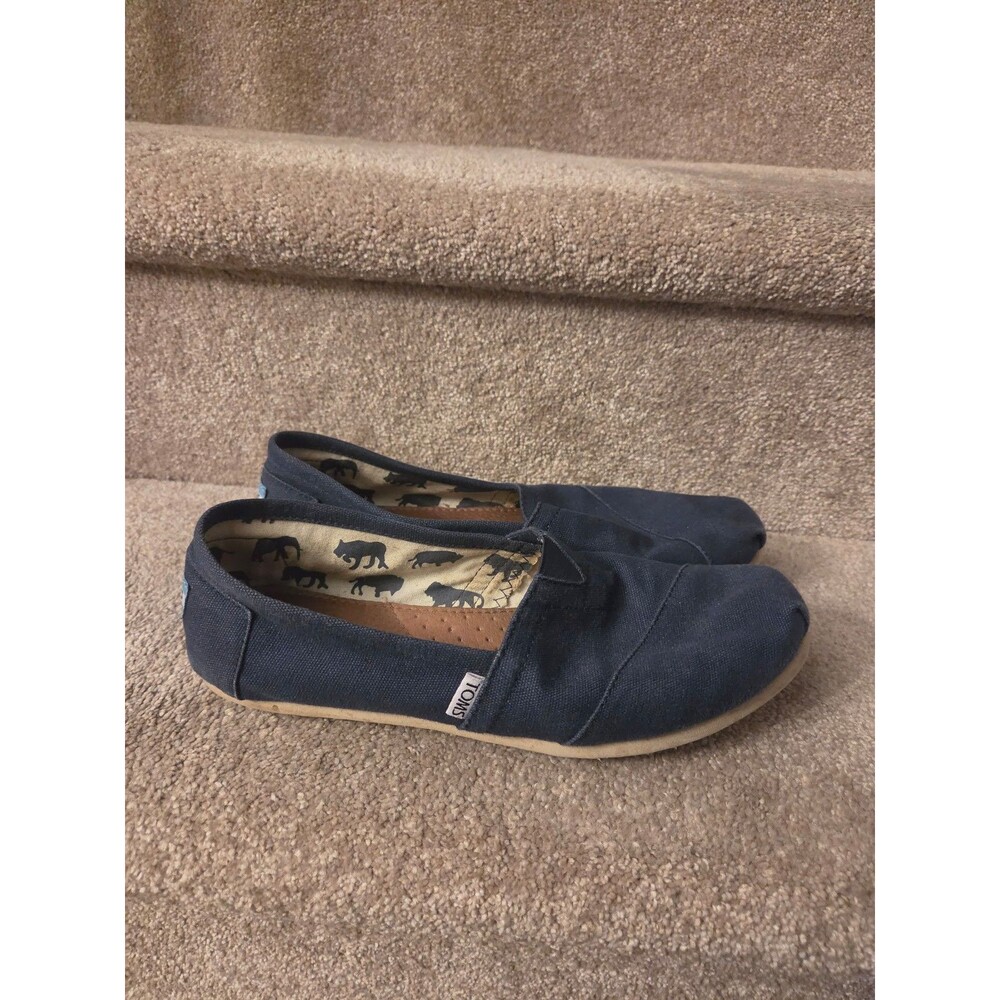Toms Women's Blue Slip-on Shoes w/ Animals on Inner Lining Size 10